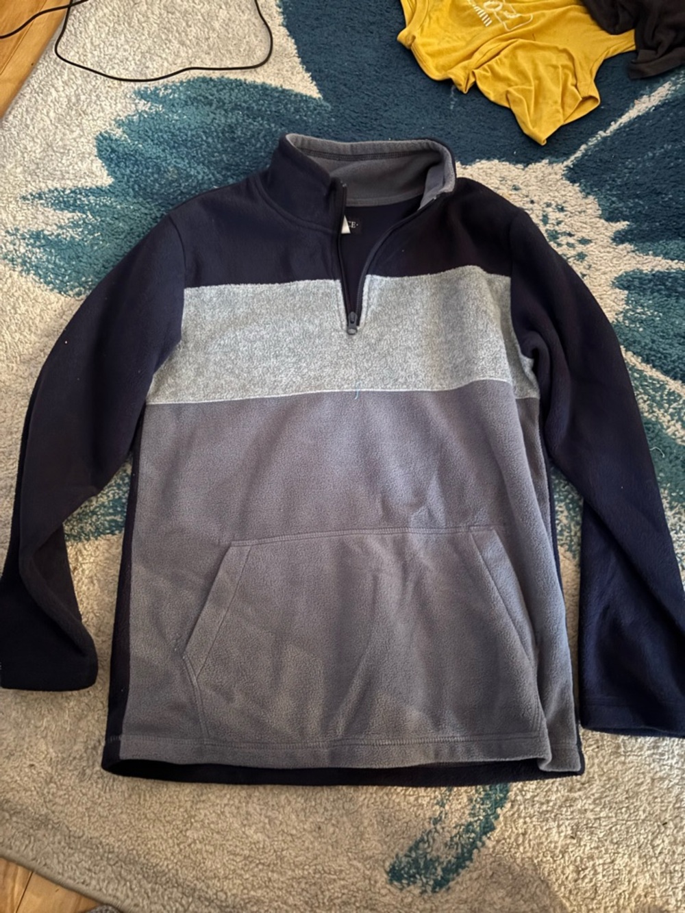 The Children's Place Boys' Black and Gray Colorblock Quarter-Zip Fleece Pullover